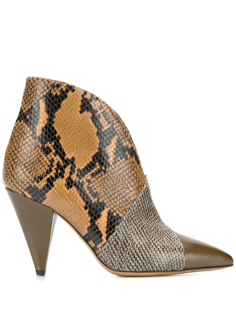 snakeskin-pattern boots