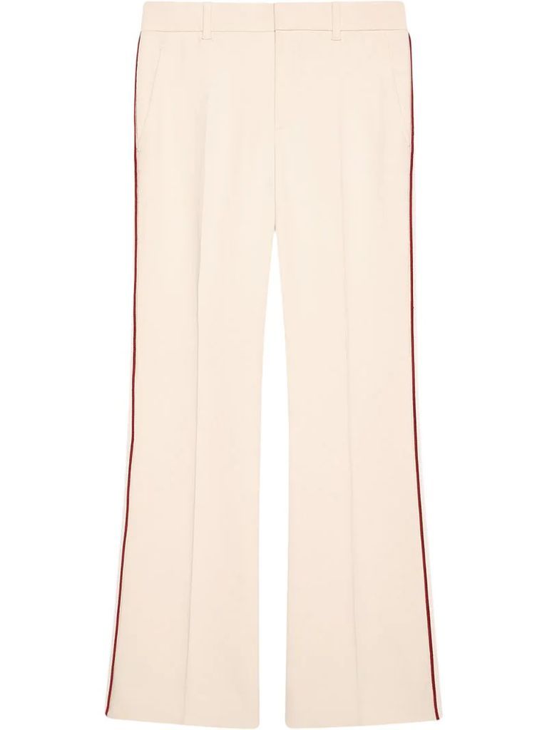 contrast trim bootcut trousers