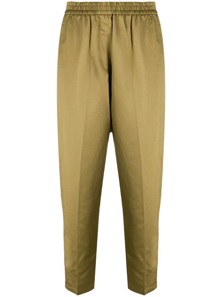 tapered-leg pull-on trousers