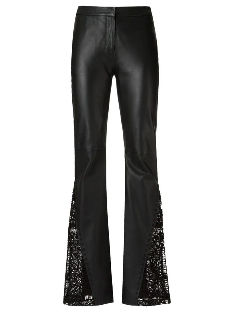 leather flared trousers