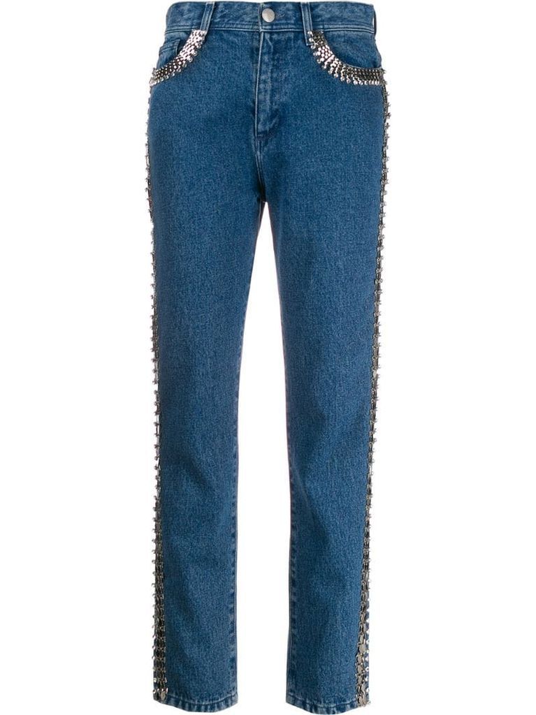 embellished side-stripe jeans