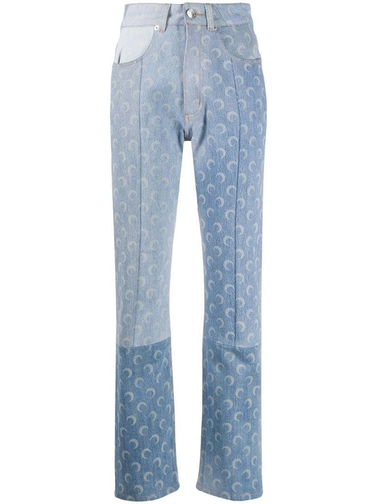 moon-print panelled jeans