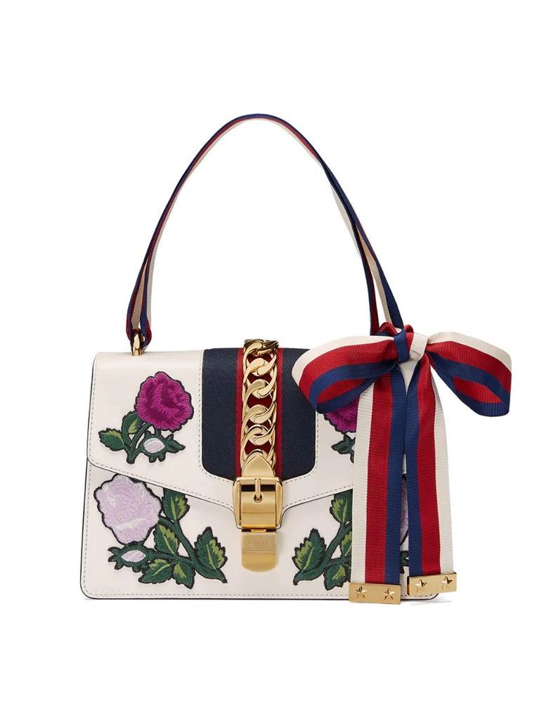 White Embroidered Sylvie Small shoulder bag
