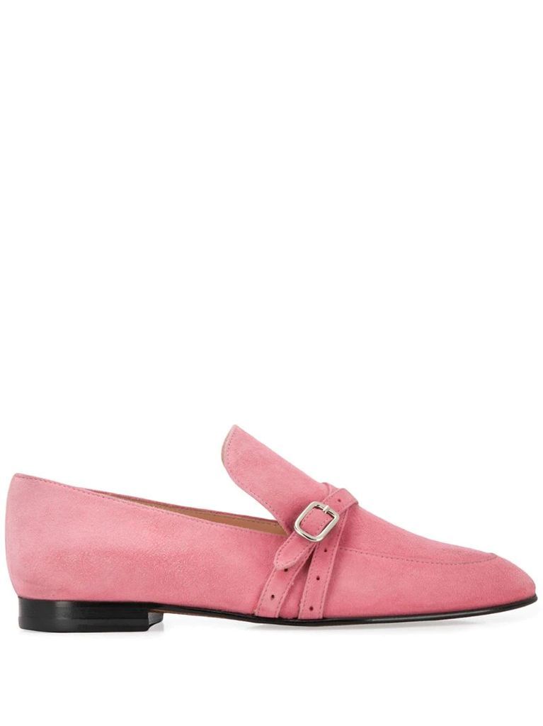 buckled strap low-heel loafers