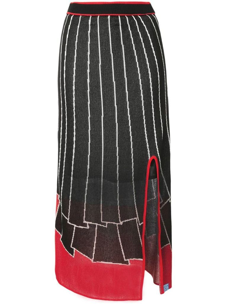 intarsia-knit mid-lenght skirt