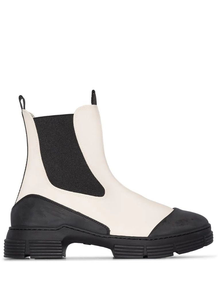 contrasting panel chelsea boots