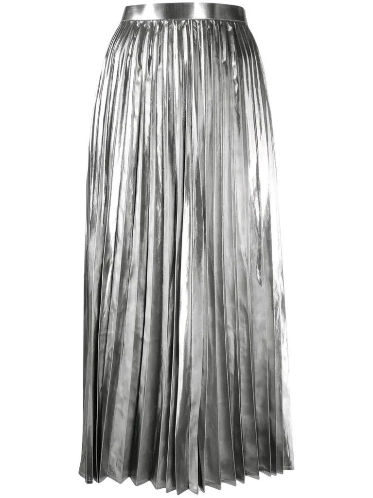 pleated metallic finish skirt