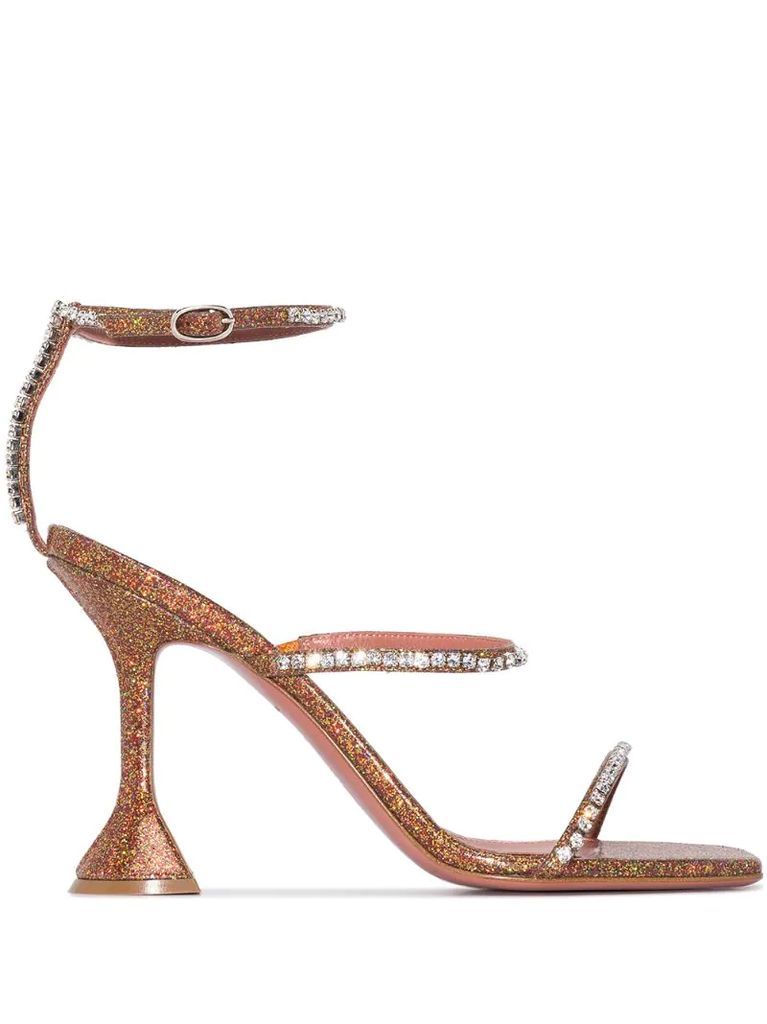 Gilda 95mm glitter-embellished leather sandals