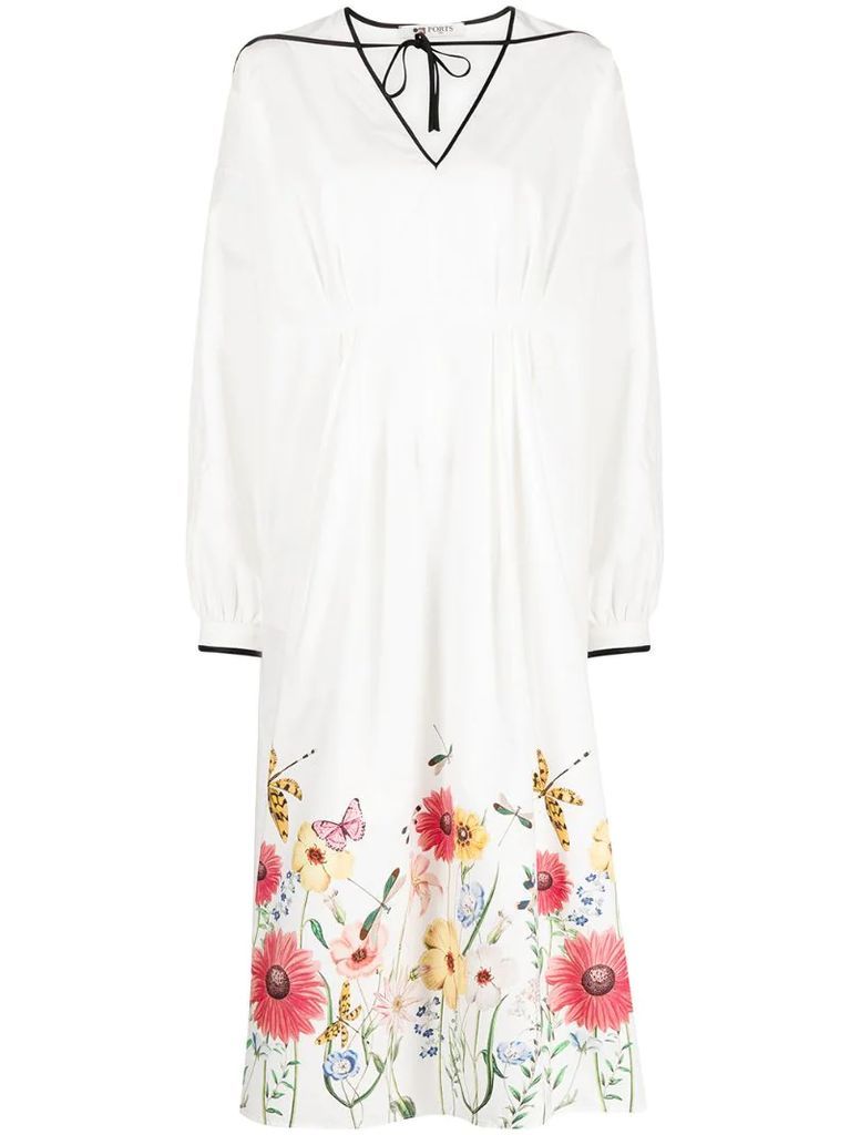 floral print shirt dress with contrast cording
