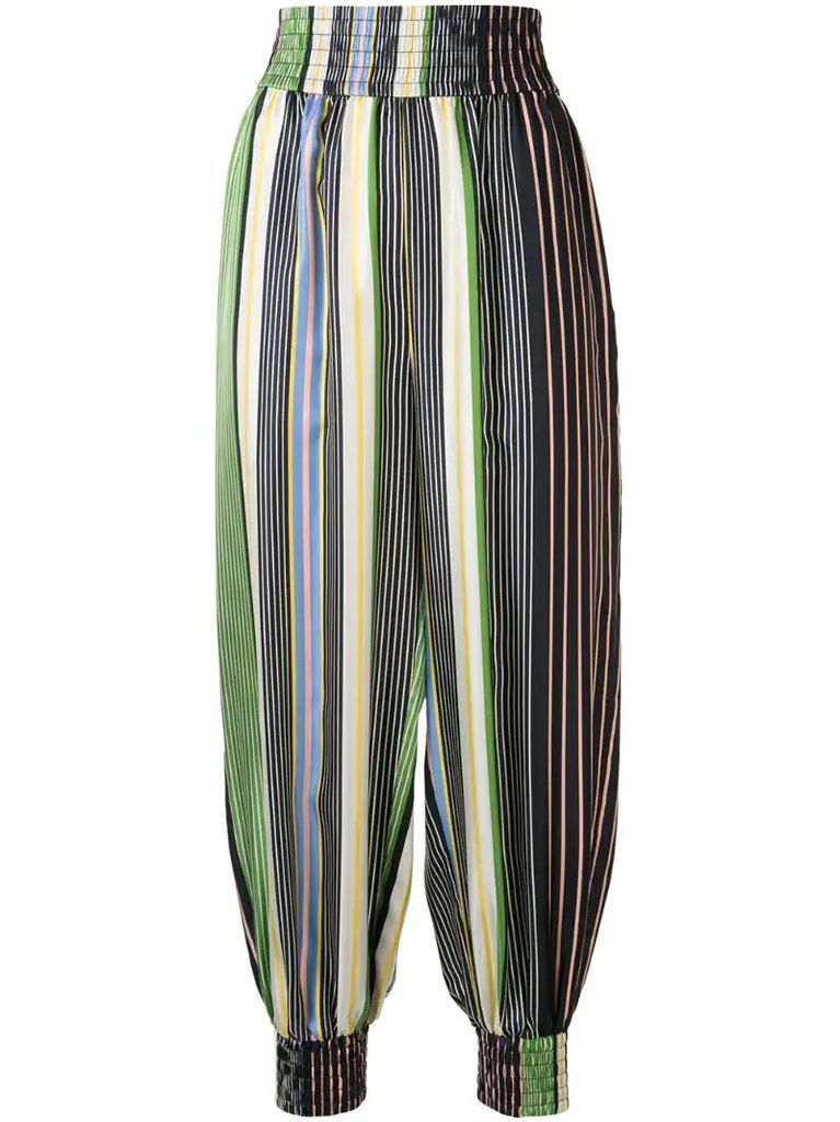 striped balloon-leg trousers
