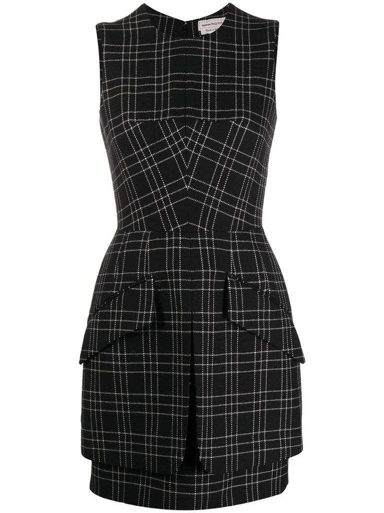 check-pattern sleeveless dress