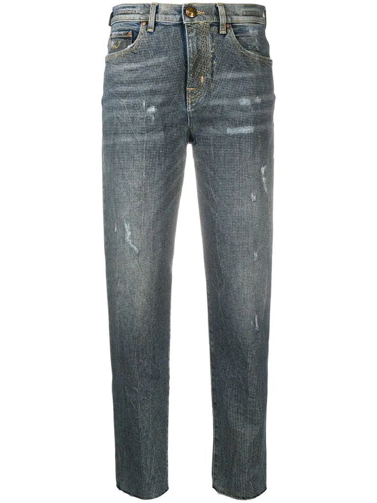 distressed straight-leg jeans