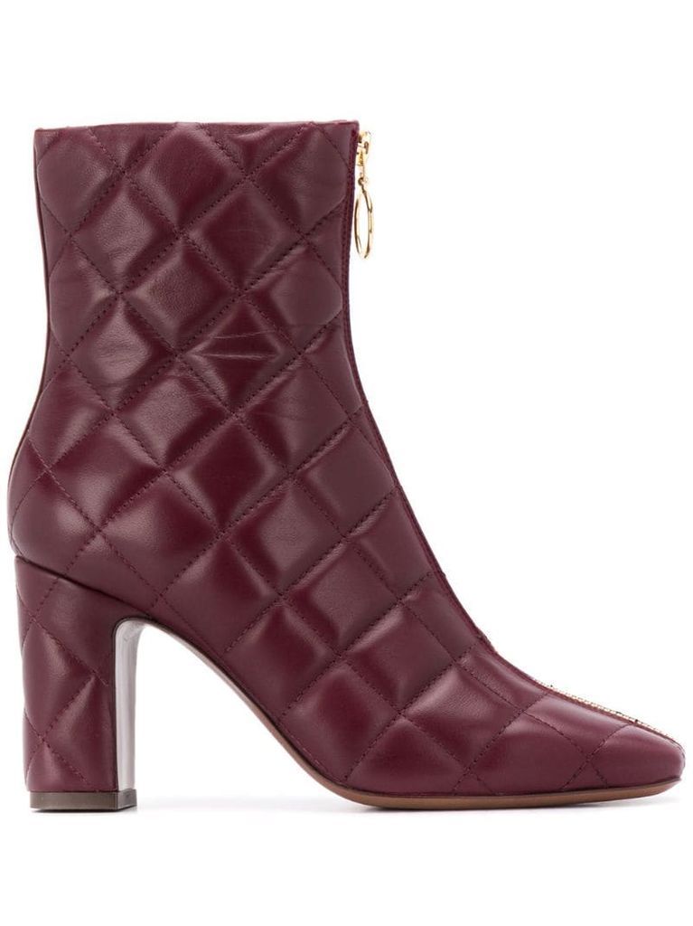 quilted zipped ankle boots