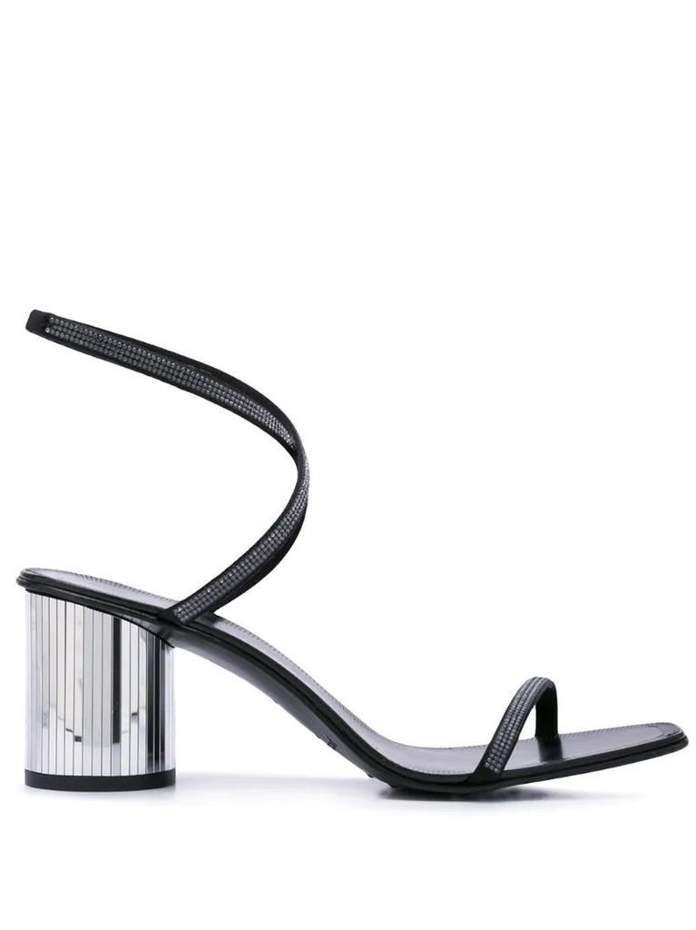 rhinestone strappy metallic heel sandals