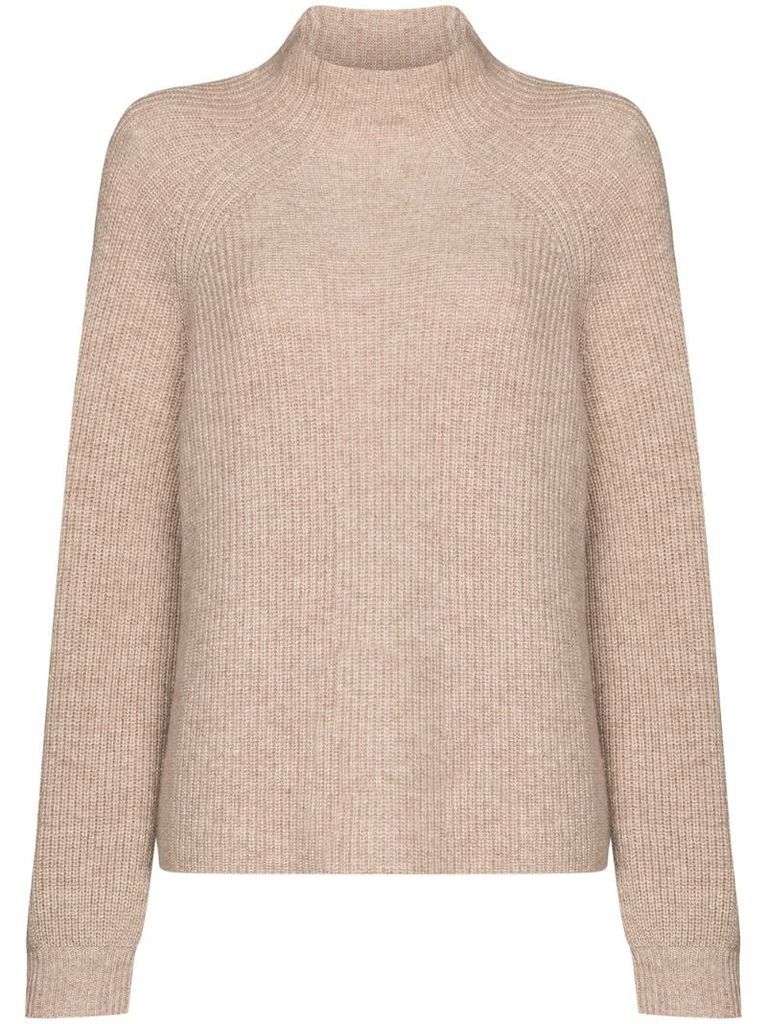 mock neck knitted jumper