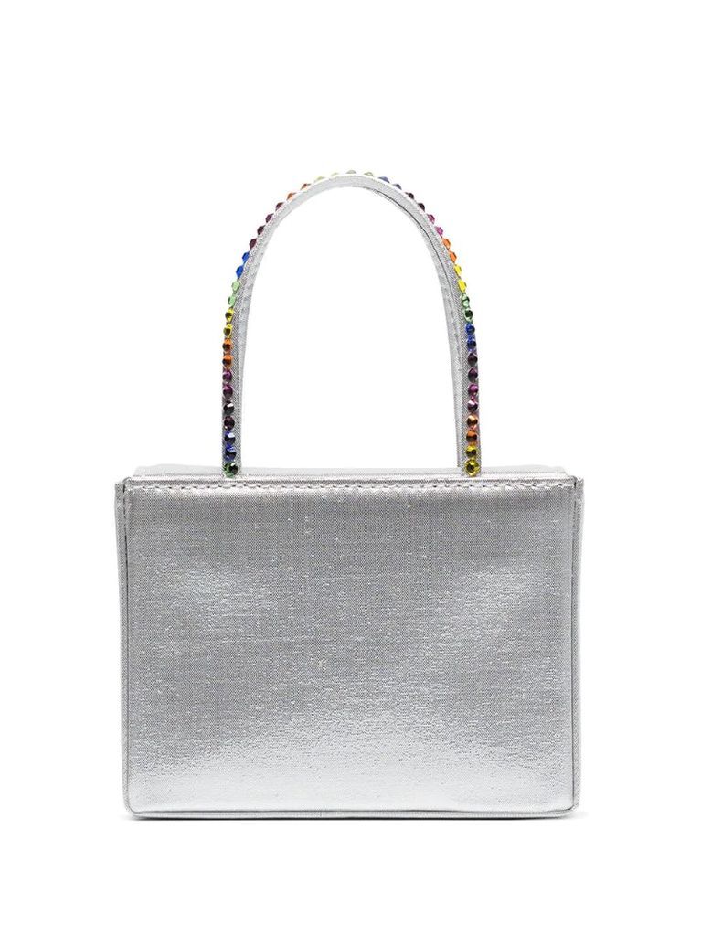 satin crystal-embellished mini bag