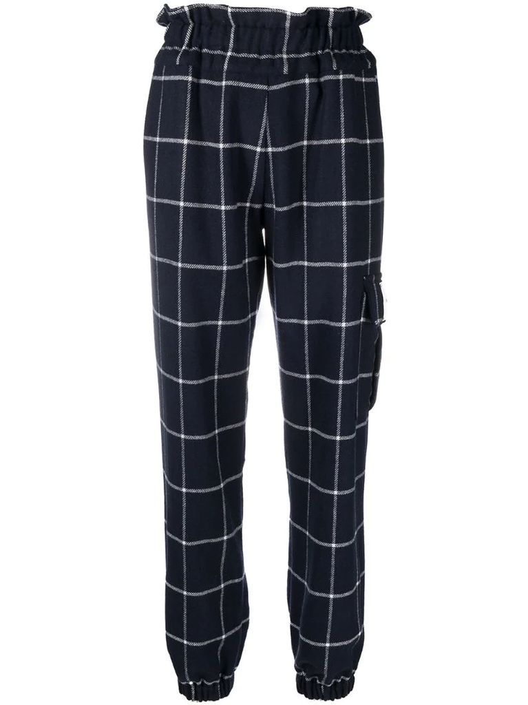 check-pattern cargo trousers