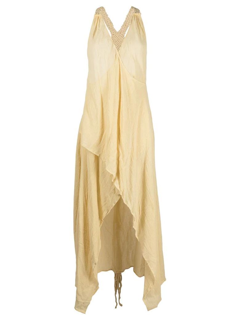 draped open-back cotton dress