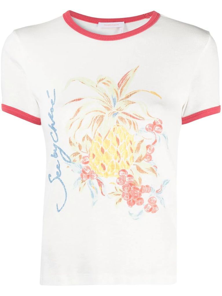 Spring Fruits-print cotton T-shirt