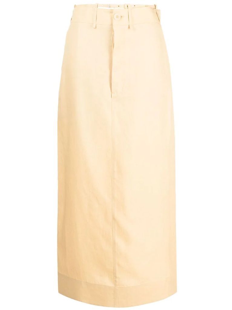 slit-detail high-waisted skirt