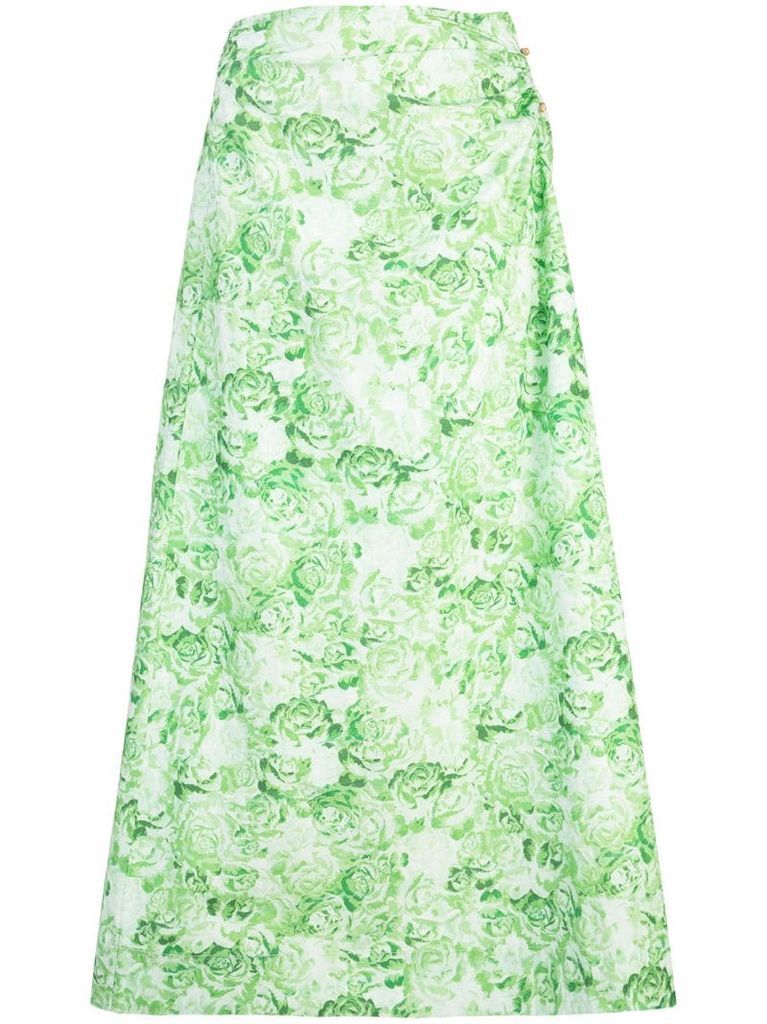floral-print midi-skirt
