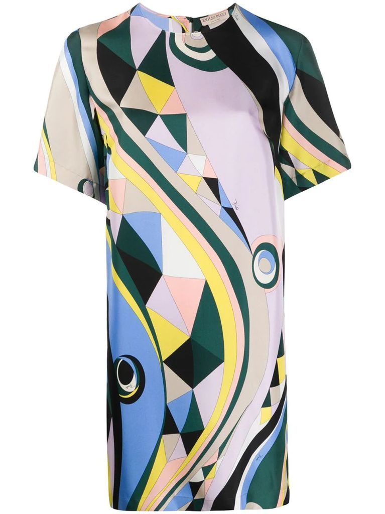 abstract print shift dress