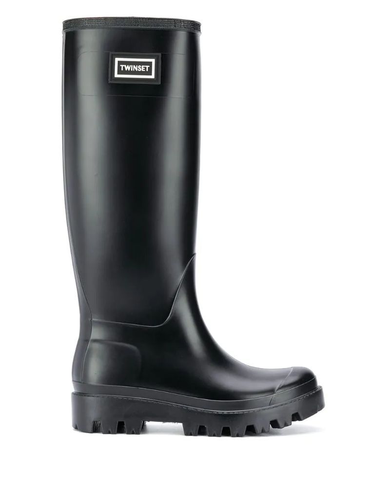 logo-patch rain boots