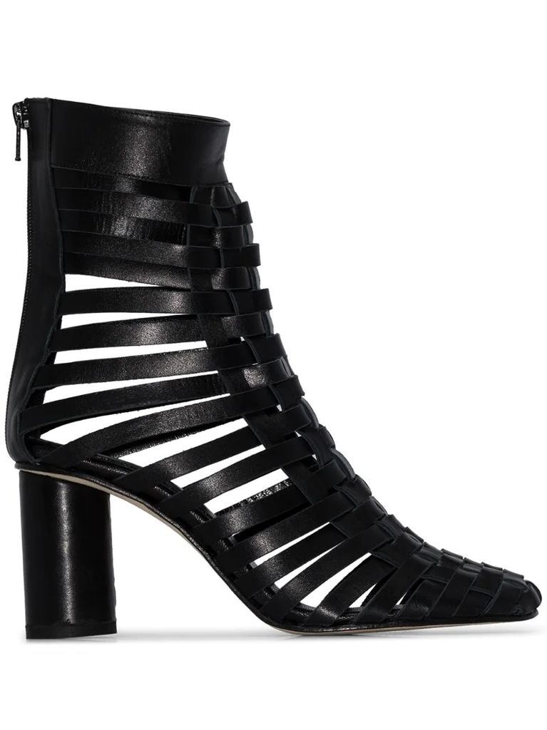 75mm woven leather ankle boots