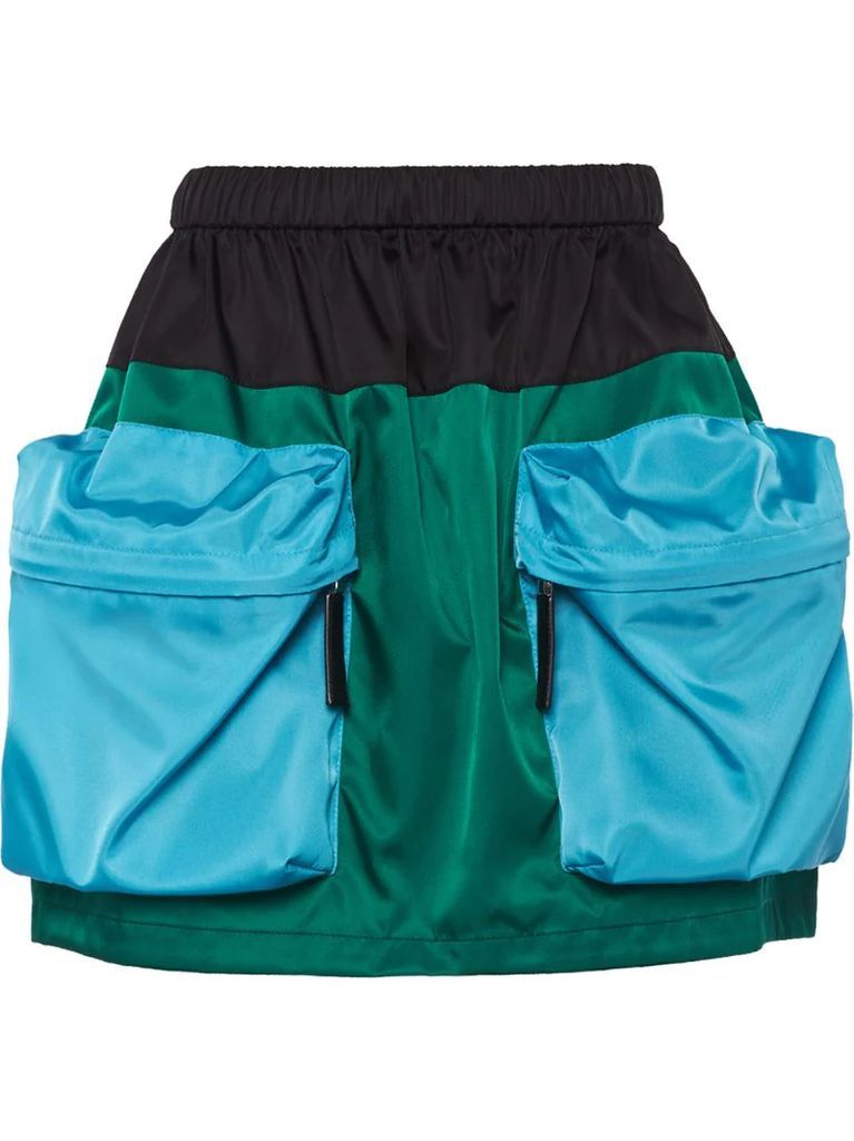 zipped pockets gabardine mini skirt