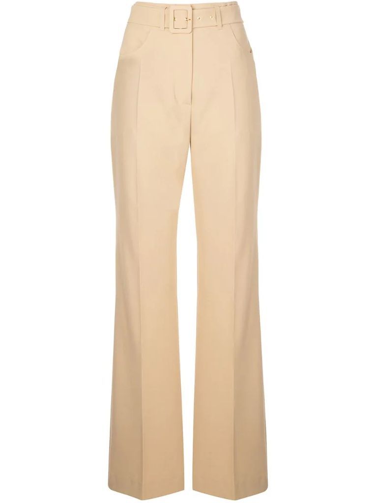 Clara belted flared trousers