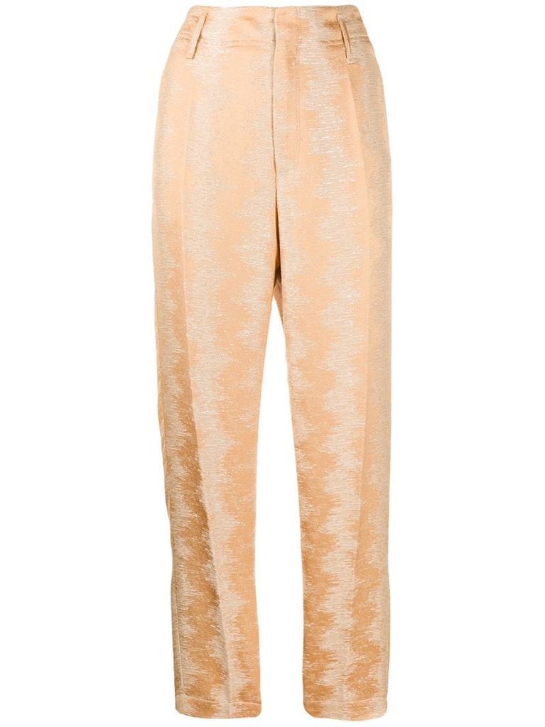 textured straight trousers