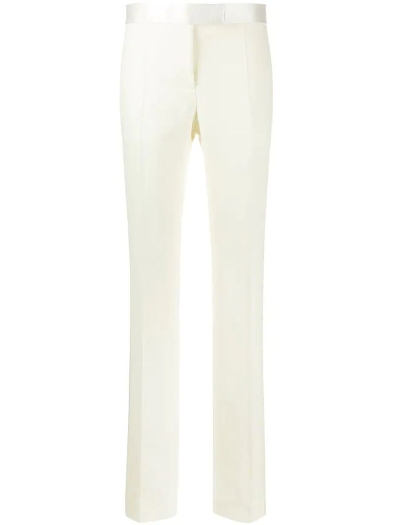silk waistband tailored trousers
