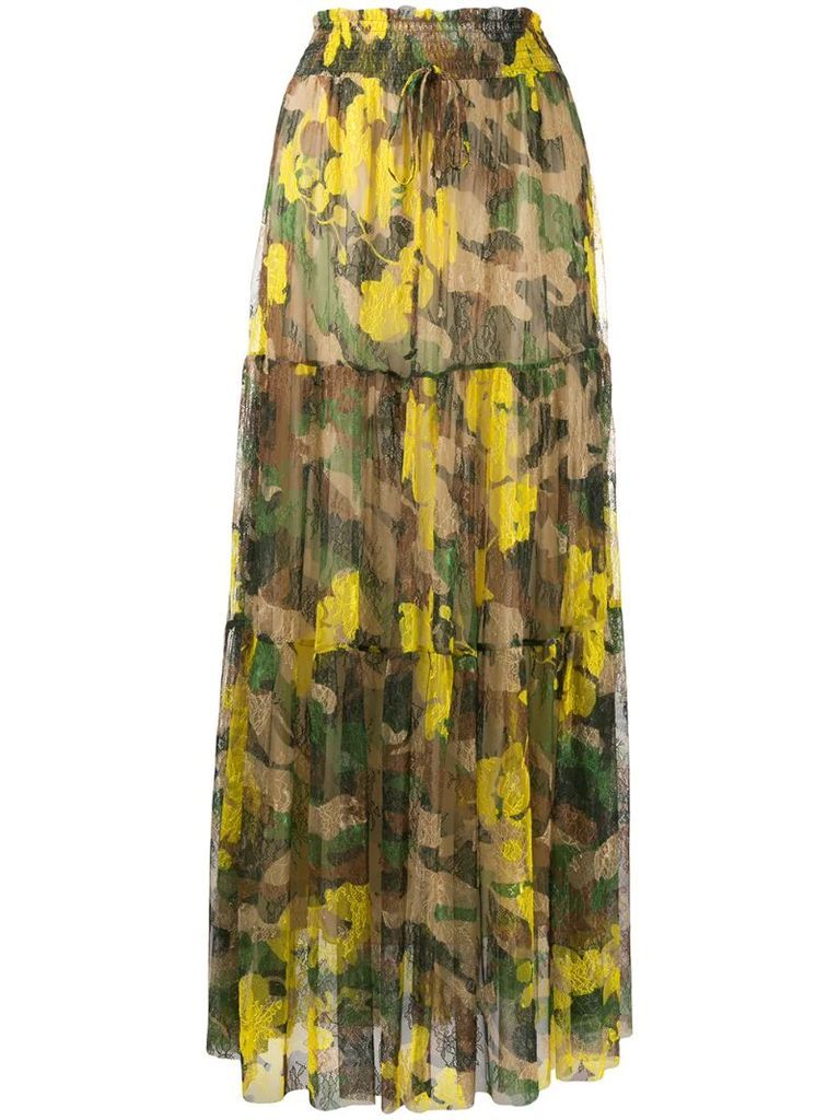 embroidered camouflage skirt