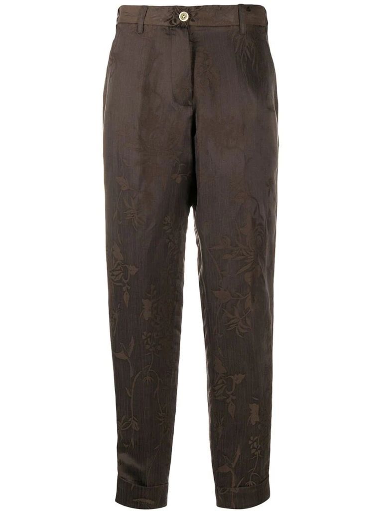 high-waisted brocade trousers