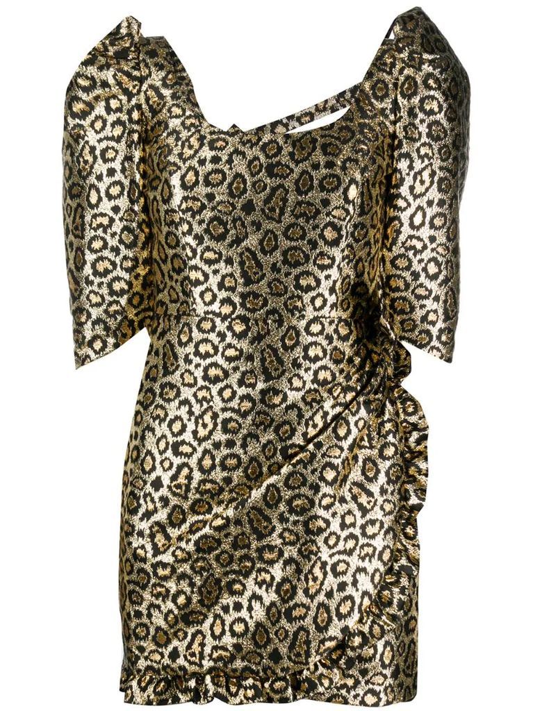 leopard print puff sleeve dress