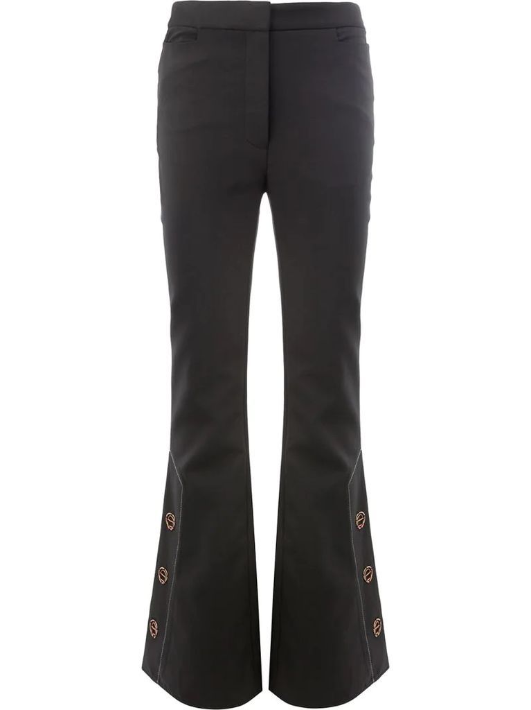 flared button trousers