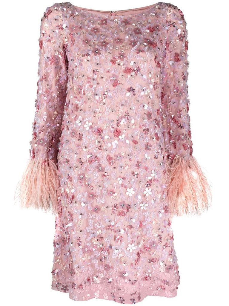 floral sequin-embellished short dress