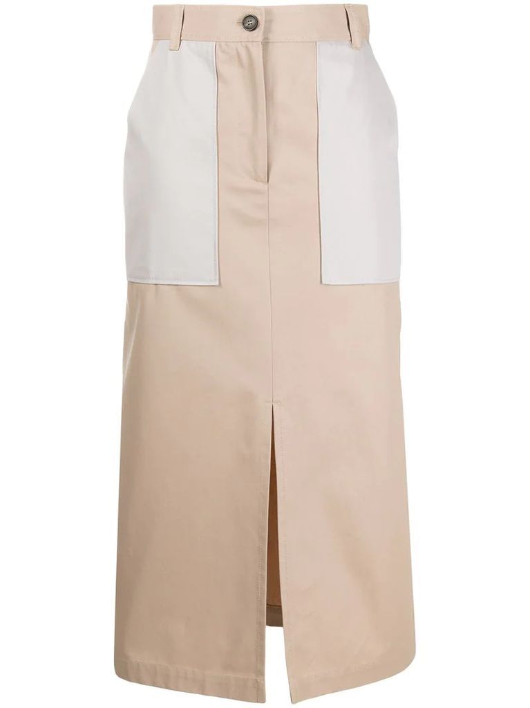 two-tone mid-length skirt