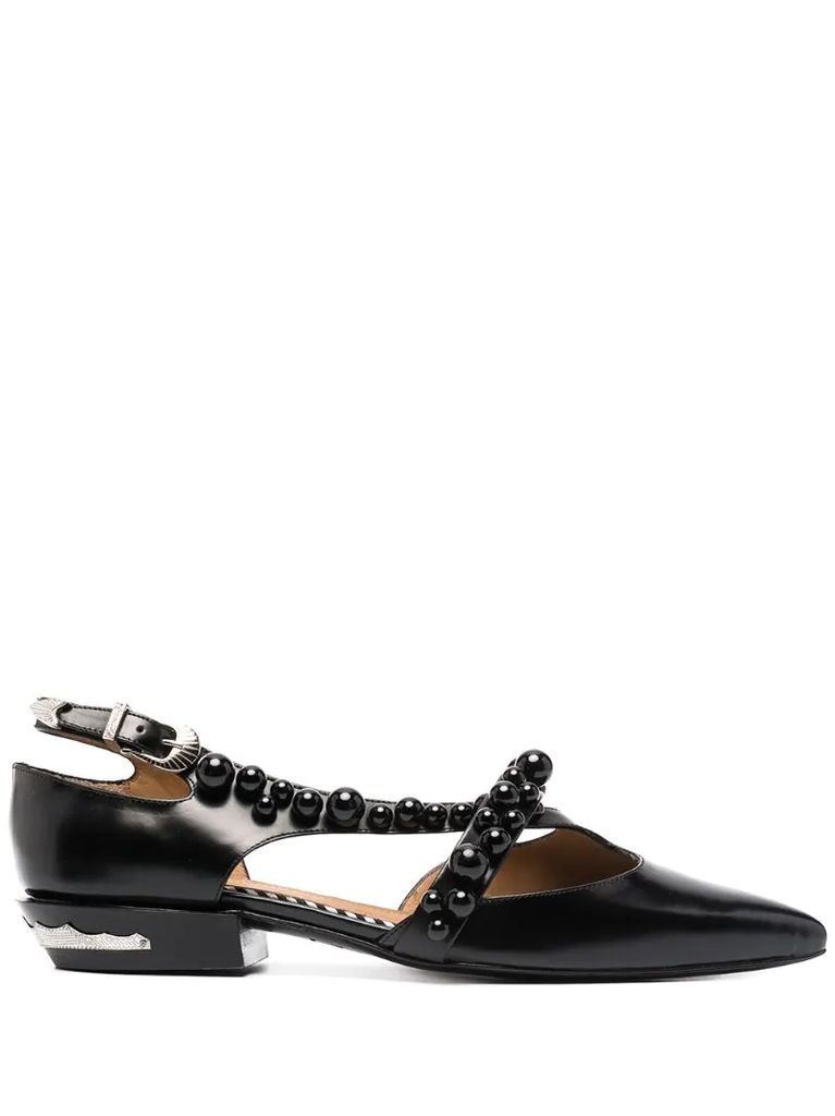 pointed side-buckle ballerinas