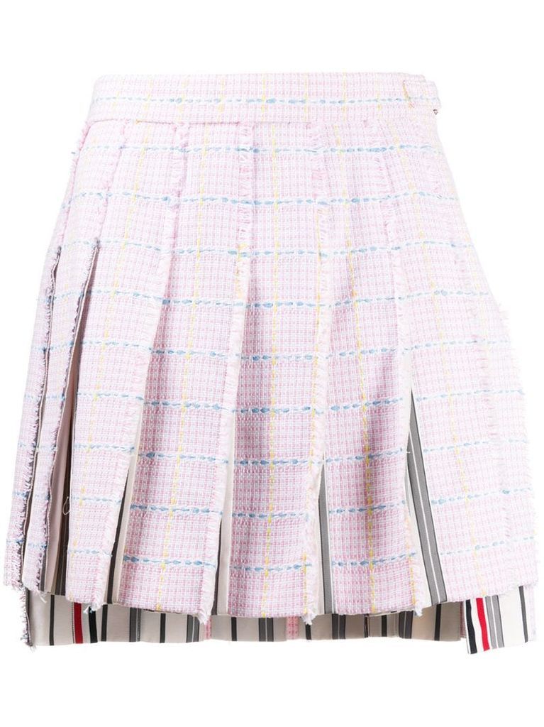 Windowpane University Check pleated skirt