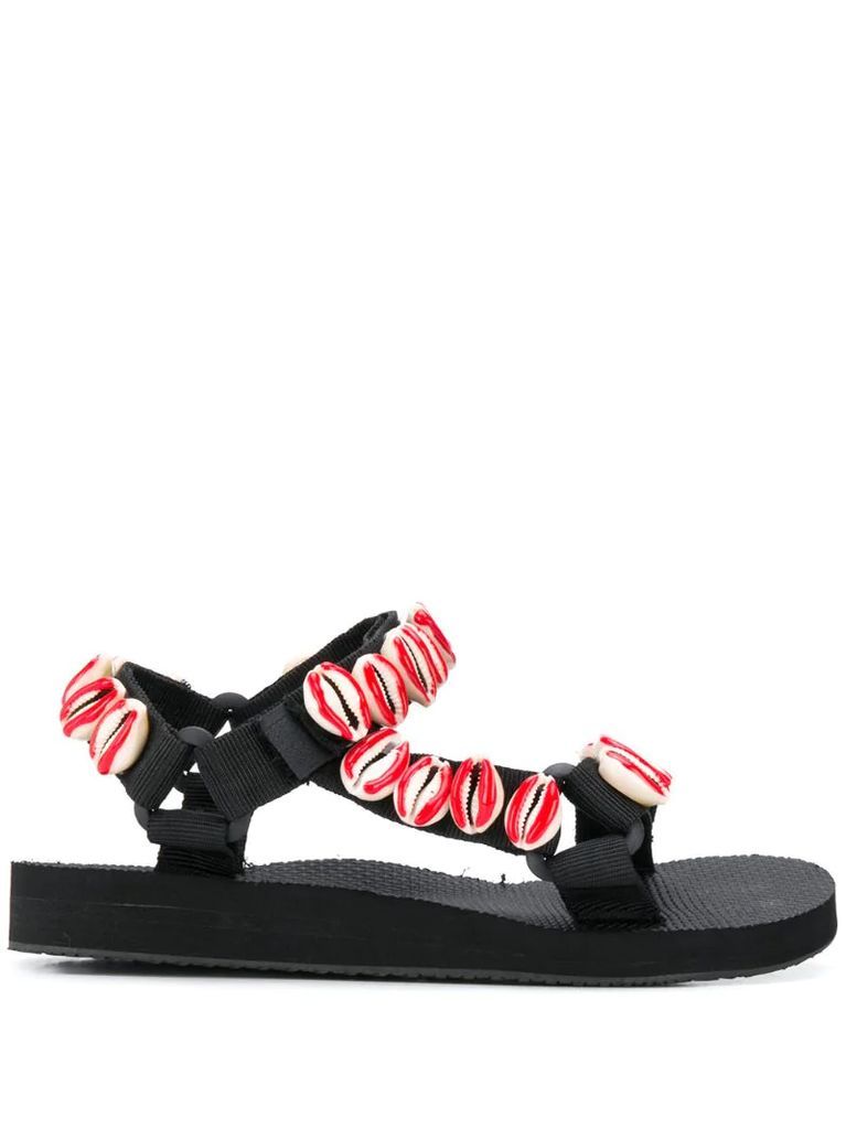 shell-embroidered sandals