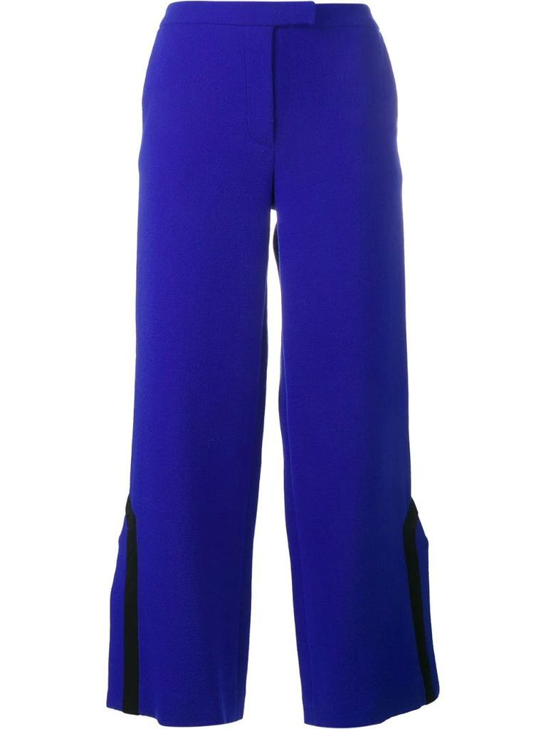 contrast trim side slit trousers