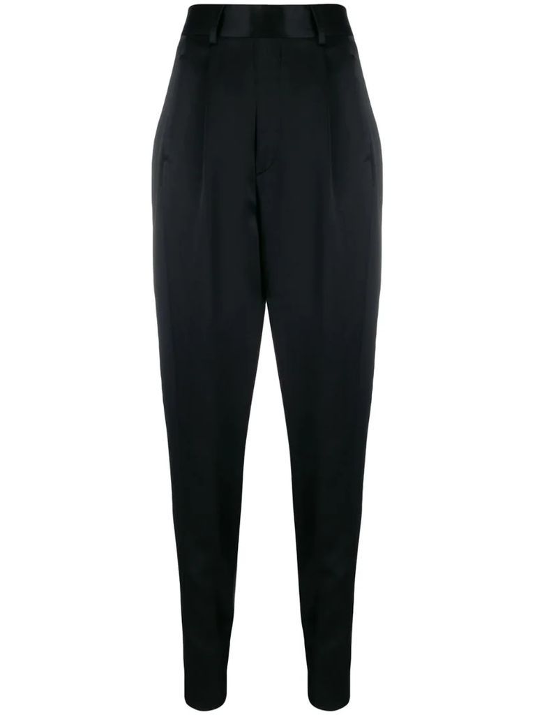 high-waisted tapered trousers