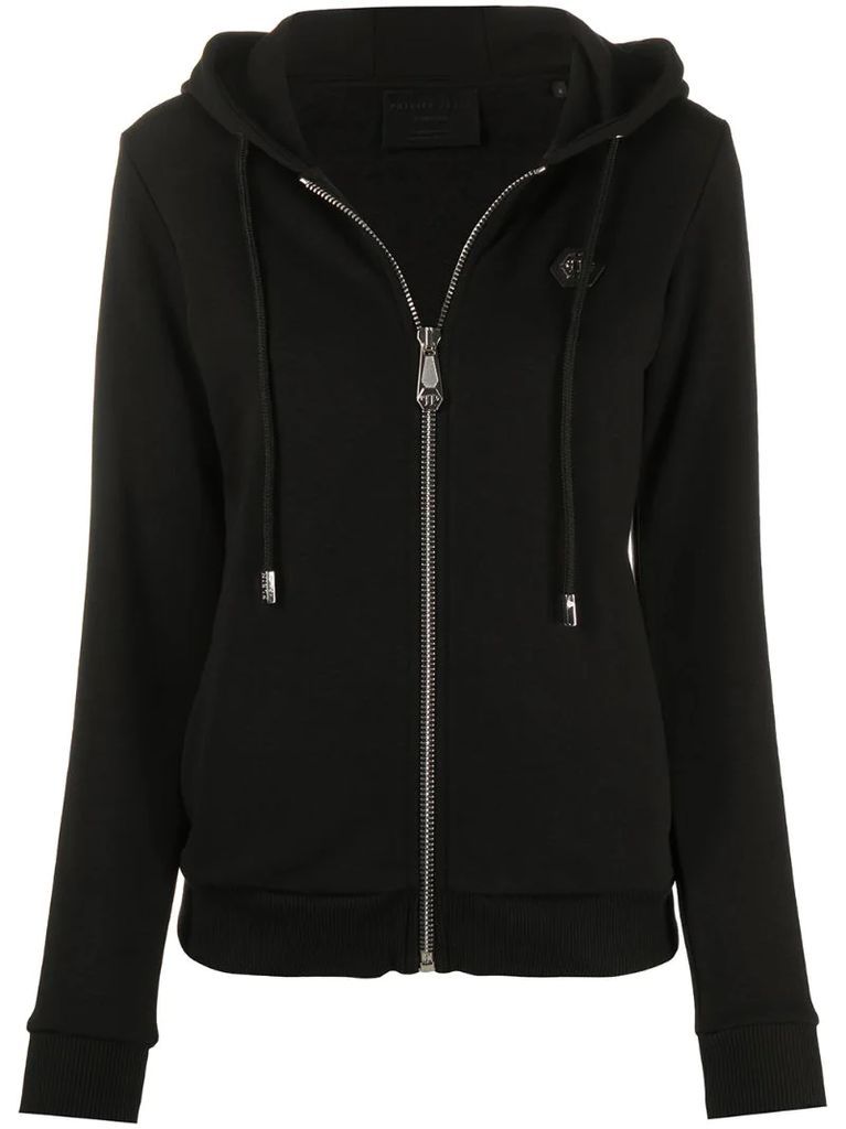 logo print zipped hoodie