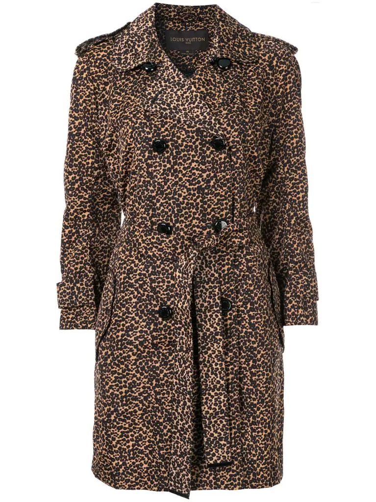 pre-owned leopard print trench coat