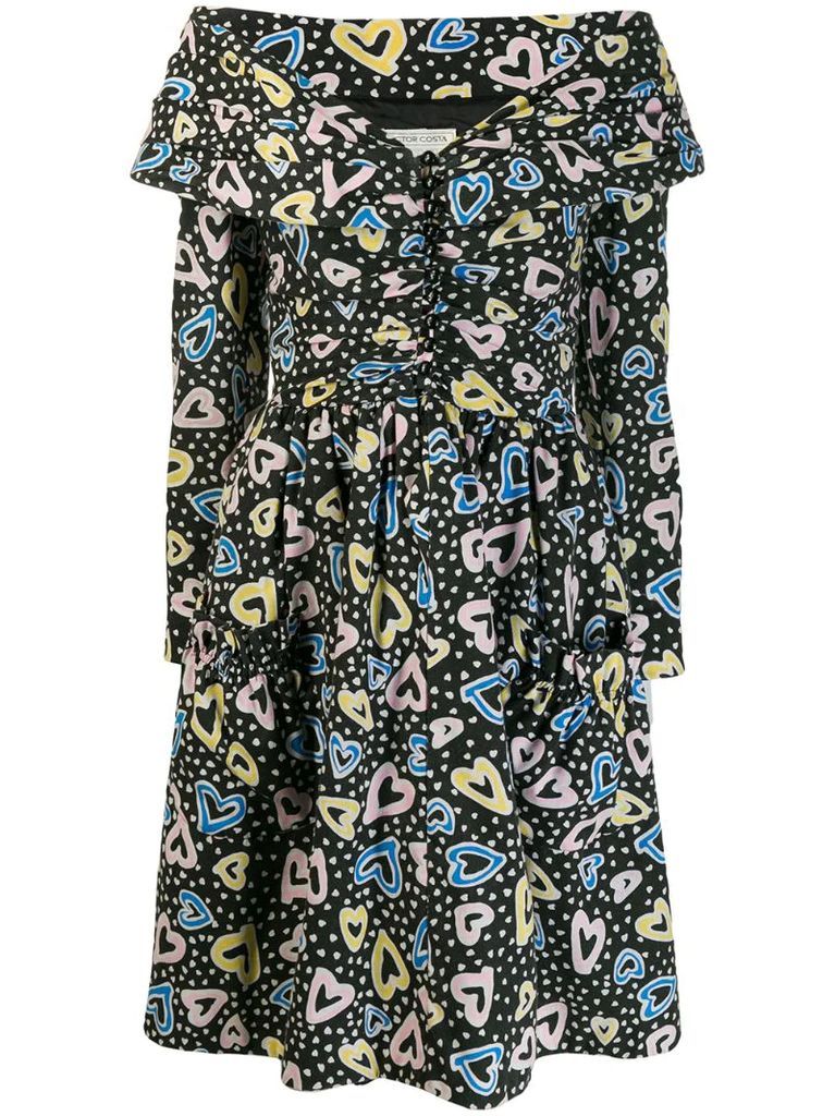 1980's floral flared dress