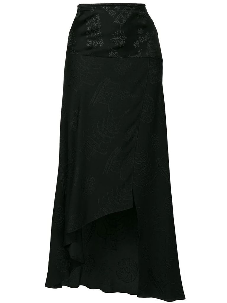 embroidered asymmetric skirt