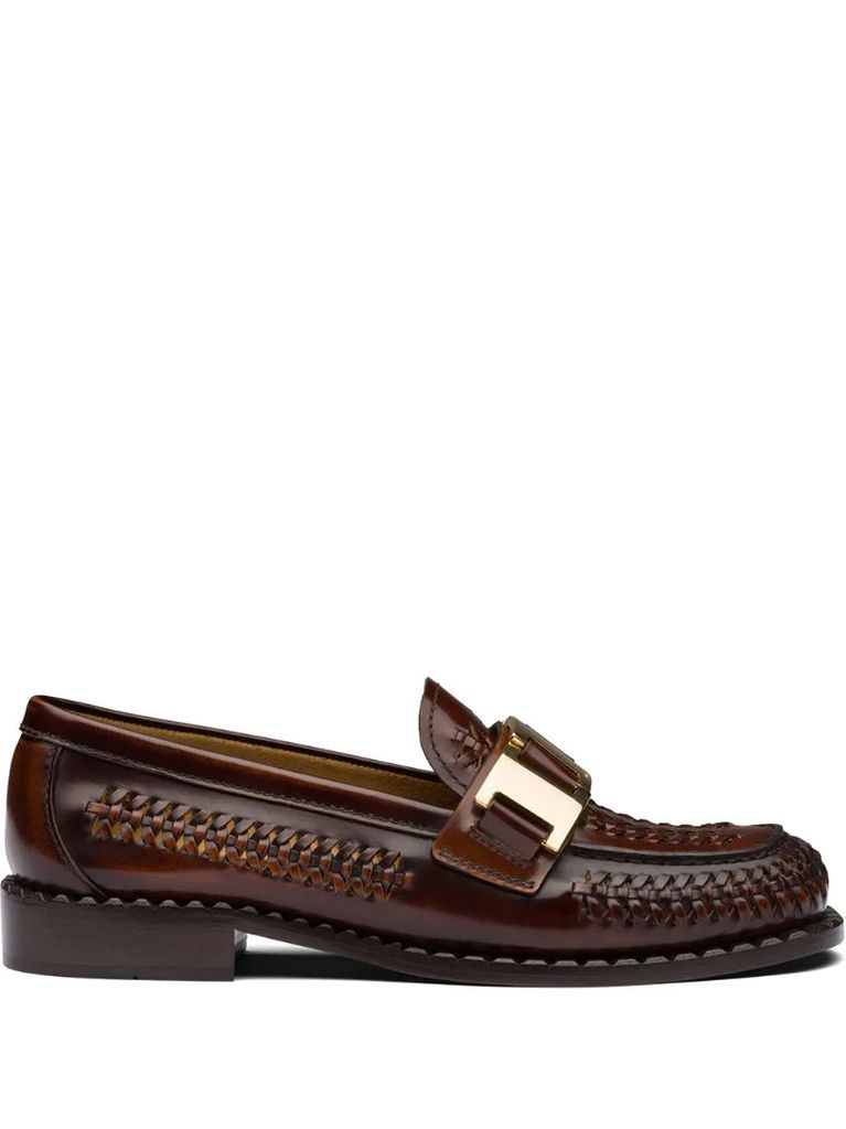 buckled woven loafers