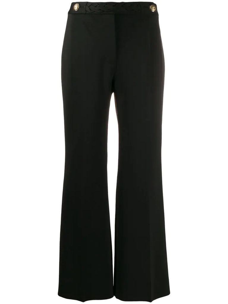 braid cropped flared trousers