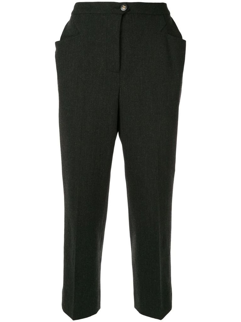 1980s slim-fit cropped tailored trousers